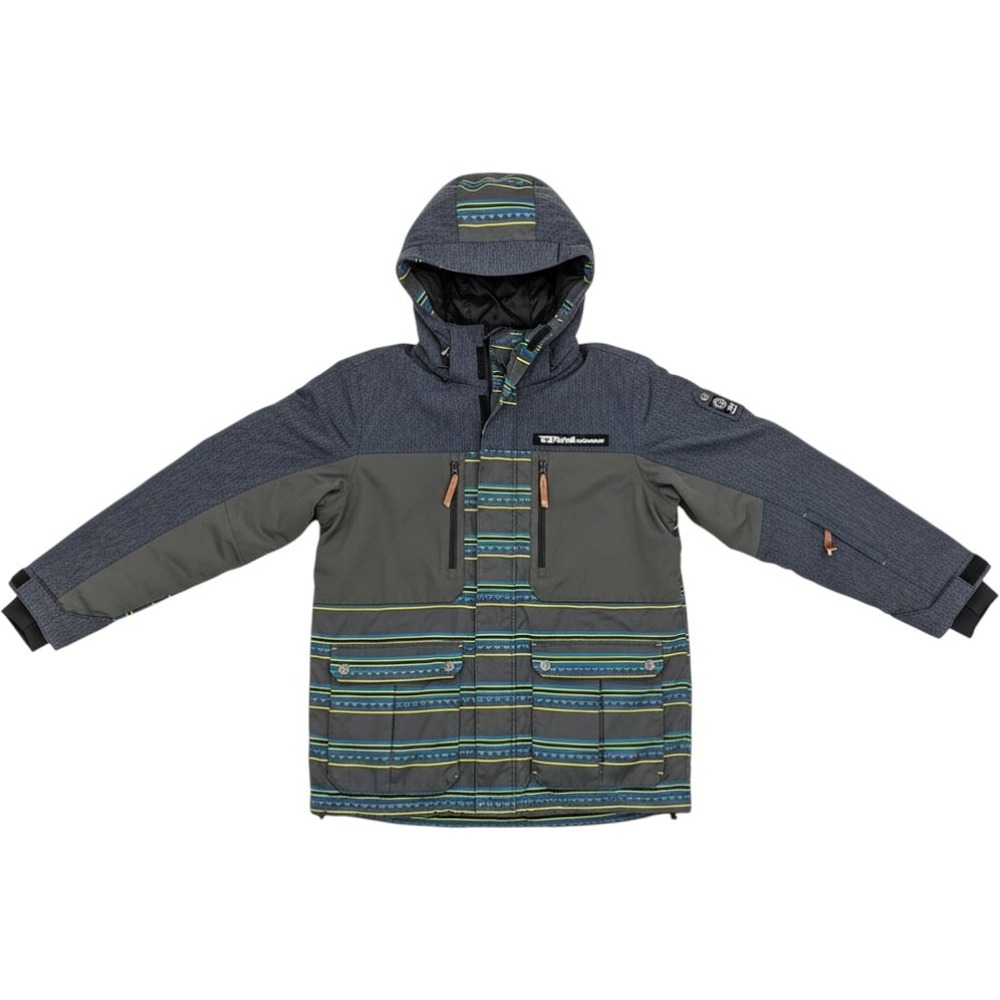 Rehall Outerwear Snow Boarding Jacket L Grey Striped Hooded Coat Netherlands